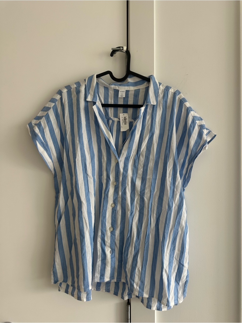 LG Blue and White Vertical Stripe Shirt